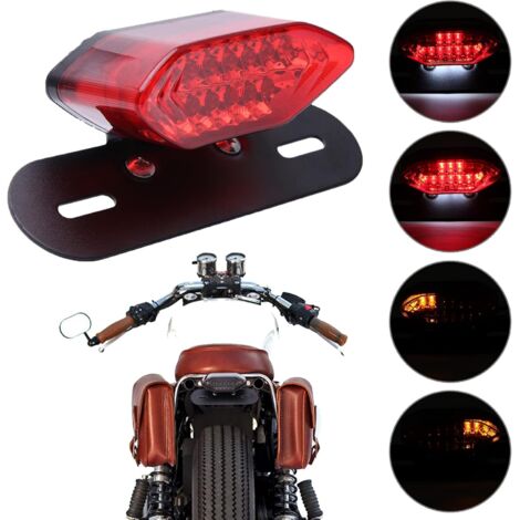 Fanale posteriore per moto AIPERQ, nero, rotondo, con supporto per