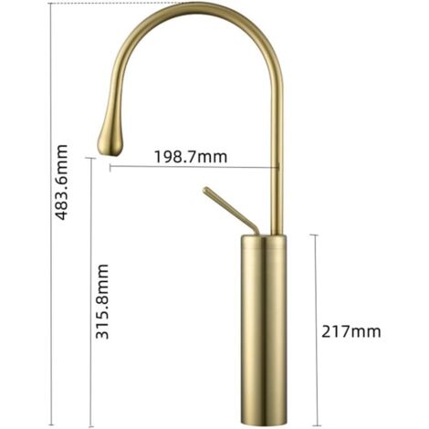 JXMMP - Grifo De Cascada Para Lavabo De Baño, Llave De Baño De Un Solo Agujero En Color Dorado Cepillado Con Drenajes Emergentes Y Placa De Cubierta Para Instalación De 3
