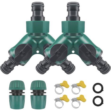 Pack De 2 Divisores De Manguera De Latón - Conector Y De 2 Salidas, Rosca 3/4, Para Grifo De Jardín