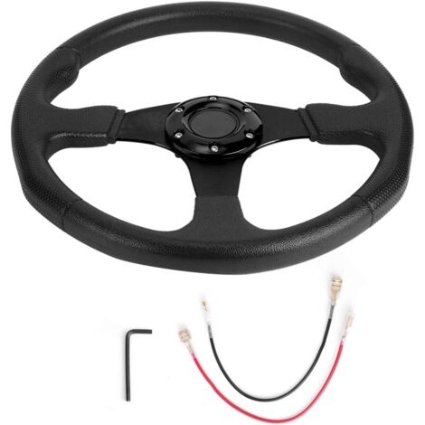 Volant Sport 350 Mm Cuir Perforé Noir + Surpiqûres Rouges – Cadre Aluminium – Look Racing Universel