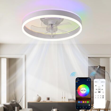 Plafoniera Con Ventilatore Telecomando Ventilatore Da Soffitto Con Luce Litglobe 50cm | Telecomando E APP | 6 Velocità | 3 Colori Dimmerabili Ventilatore Con Telecomando - Foto 11