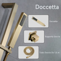 Colonna Doccia,Sistema Doccia Termostatica Multifunzione,550×550 mm soffione doccia quadrato,3 modalità doccia,Con luce LED e musica,Colonna doccia Oro spazzolato,Con doccetta e Asta di sollevamento