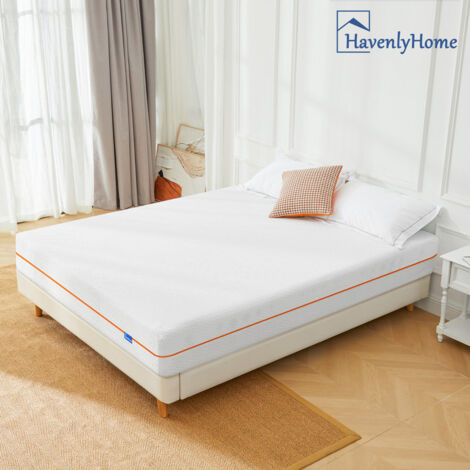 Matelas 140x190 cm HavenlyHome Mémoire de forme, Épaisseur 25 cm, Confort ferme, Indépendance de couchage, Oeko-Tex, Orange