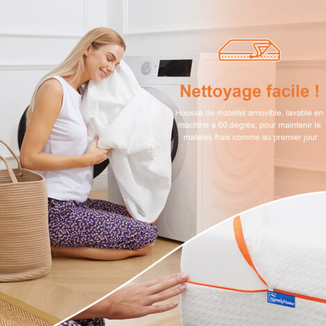 Matelas 140x190 cm HavenlyHome Mémoire de forme, Épaisseur 25 cm, Confort ferme, Indépendance de couchage, Oeko-Tex, Orange