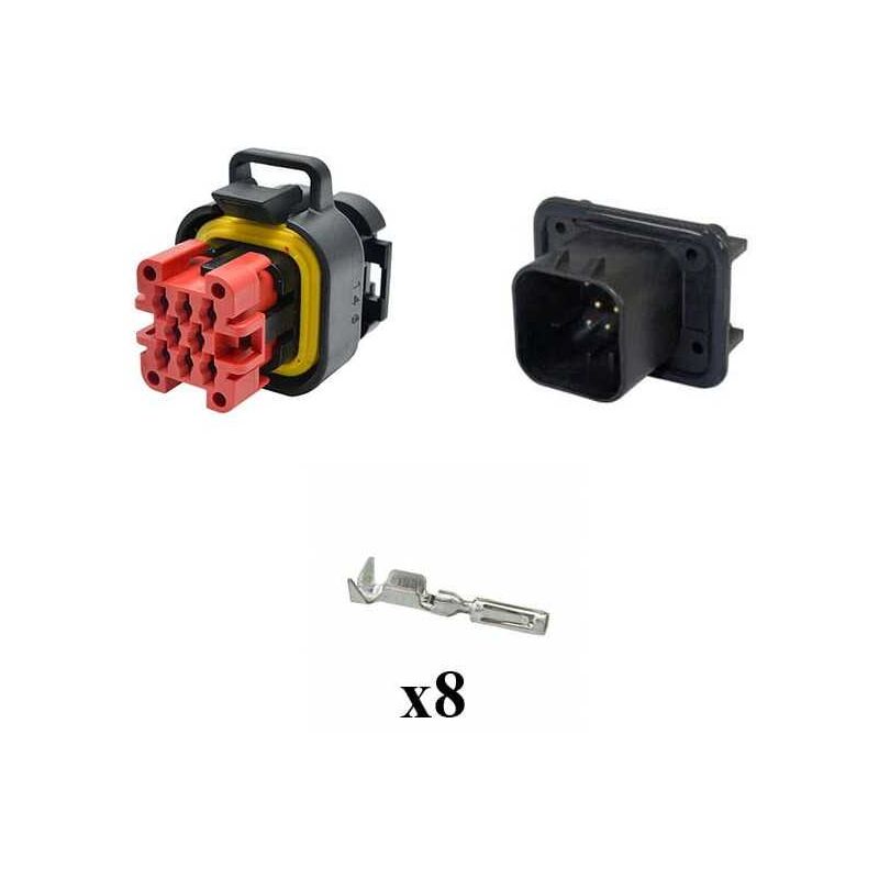 Kit Connecteur étanche JST JWPF 8 Voies - Mâle/femelle - Pour Voiture, Moto, Camping-car