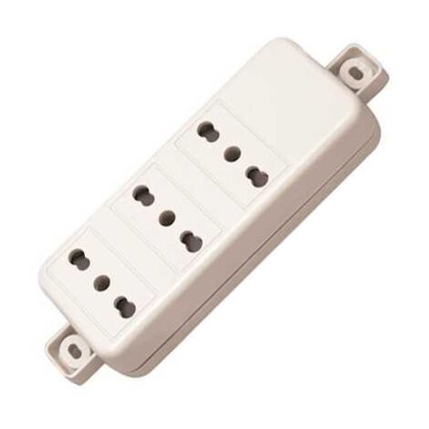 Bande d'alimentation 3 places 10/16A Double-étape sans Câble Blanc