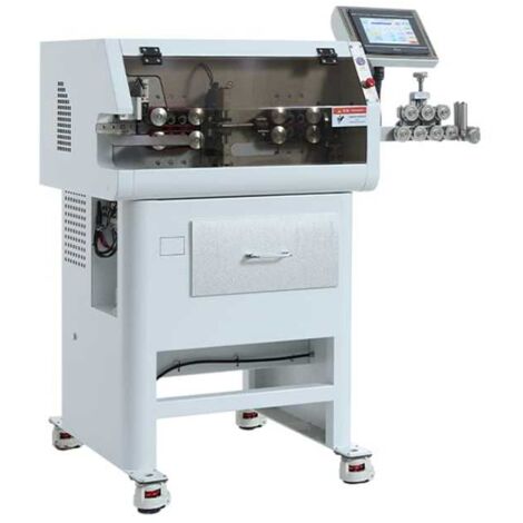 Machine automatique à couper et à dénuder les câbles unipolaires et multiconducteurs avec dispositif de torsion des torons (1/2)