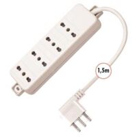Bande d'alimentation 4 places 10/16A Double-étape avec Câble 1,5m Blanc