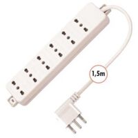 Bande d'alimentation 6 places 10/16A Double-étape avec Câble 1,5m Blanc