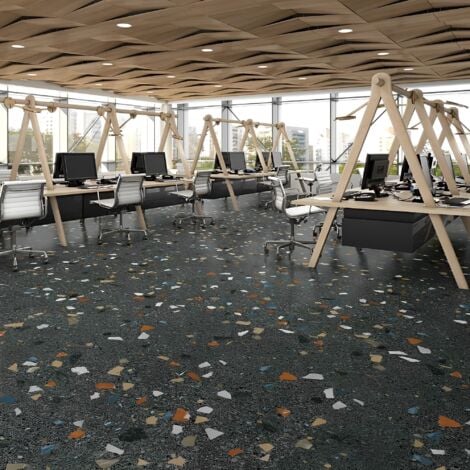 Carrelage Aspect terrazzo Straci noir grafito 80x80 cm
