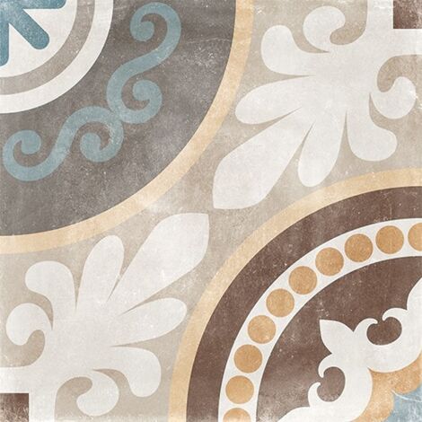 Carrelage carreaux de ciment 60x60 cm – Motif Fleuras artistique – Pour murs et sols – Élégance rétro-chic – Arcana