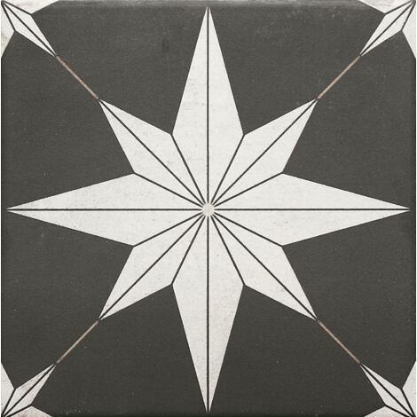 Carrelage carreaux de ciment motif étoile vintage 20x20 cm – Fini mat pour intérieur – Design rétro unique – Idéal pour décoration moderne
