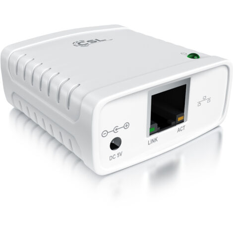 CSL LAN Printserver Druckerserver - Fast Ethernet - USB2.0 High Speed - LRP Print Server für Windows - Netzwerk USB zu RJ45 - DHCP fähig, TCP/IP (1/5)