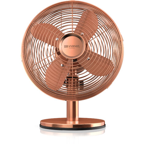 Brandson Tischventilator, Ventilator mit 3 Leistungsstufen, mobiler Lüfter im Retro Design, Zuschaltbare 80° Oszillation, Neigungswinkel ca. 40°