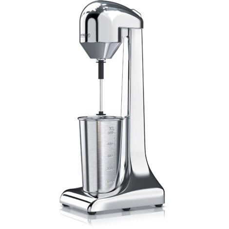 Arendo Getränkemixer elektrisch, 500 ml, 100 W, 2 Geschwindigkeitsstufen, für Protein Drinks Smoothies Eischnee Cocktails, Silber