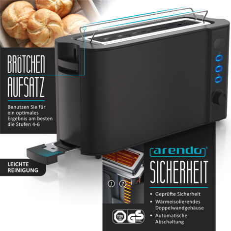 Toaster Mit Led Display Arendo - SET Toaster FRUKOST mit Eierkocher SIXCOOK Edelstahl Schwarz ...