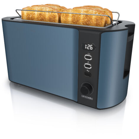 Arendo 4-Scheiben-Toaster mit Restzeitanzeige, Langschlitz-Toaster, Auftaufunktion, 6 Stufen, Blau (1/5)