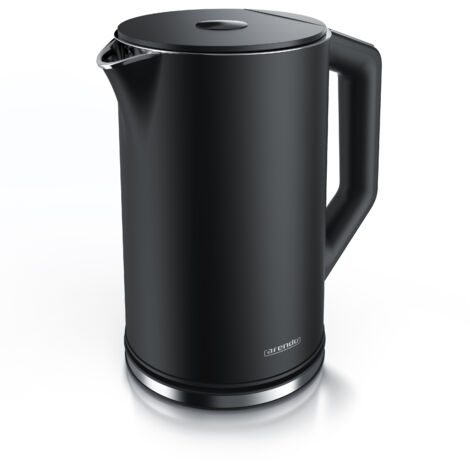 Arendo Wasserkocher, 1,5 Liter, 40-100 Grad Temperaturwahl, LED-Display, hochwetiger Edelstahl, Schwarz