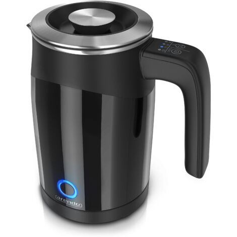 Arendo Wasserkocher 0,5 l, 1100 W, Edelstahl Single Reisewasserkocher Mini, Temperatureinstellung, schwarz