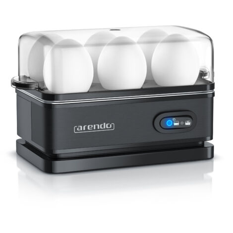 Arendo Eierkocher 6-fach, 400 W, Edelstahl, Warmhaltefunktion, Härtegrad einstellbar, für 6 Eier, schwarz (1/5)