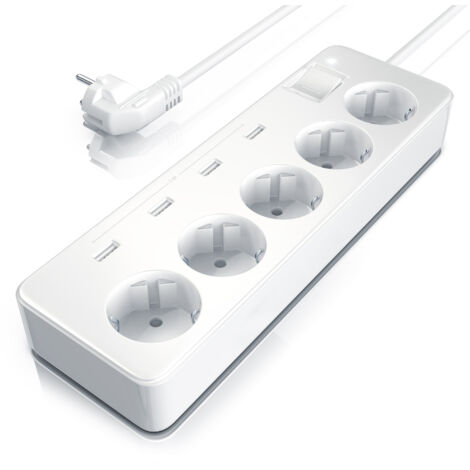 BEARWARE Steckdosenleiste Mehrfachsteckdose Steckerleiste 3680W, 5-fach