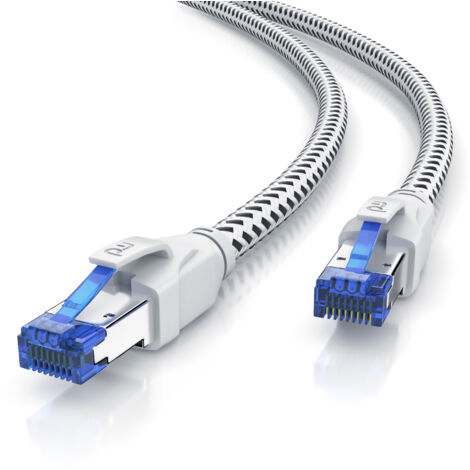 Primewire Patchkabel CAT 8 mit Baumwollummantelung - Gigabit Ethernet LAN Kabel - 40 Gbit/s - S/FTP PIMF Schirmung - Netzwerkkabel - 2m