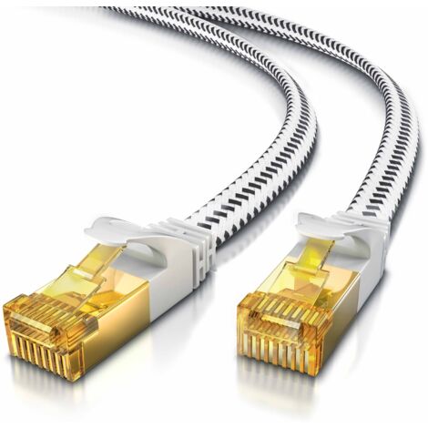 Primewire Flachbandpatchkabel CAT 7 mit Baumwollummantelung - Gigabit Ethernet LAN Kabel - 10 Gbit/s - U/FTP PIMF Schirmung - Netzwerkkabel - 1m