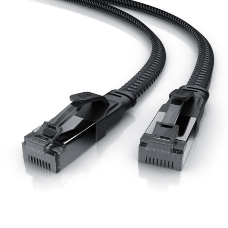 Primewire CAT 8.1 Netzwerkkabel Flach 40 Gbits, Baumwollmantel, LAN Kabel Patchkabel, Gigabit RJ45 Ethernet Cable, Flachbandkabel, Verlegekabel - 2m
