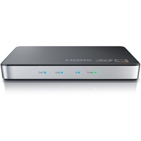 Primewire HDMI Splitter Verteiler 4K UHD Sat Verteiler 2160p 4K 30Hz, Full HD 144 Hz, 1 in 2 Out, CEC, HDCP, 3D Ready, Deep Color 30Bit 36Bit 48Bit (1/5)