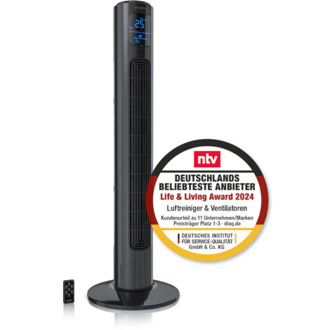 Brandson Turmventilator, 12 Geschwindigkeitenstufen, DC-Motor, ECO Modus, Standventilator Ventilator, Timer + 4 Betriebsmodi + inkl. Fernbedienung