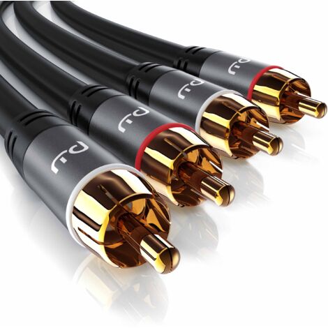 Primewire Stereo Cinch Audio-Kabel, RCA, mehrfach geschirmtes HiFi Audiokabel, 2X Cinch zu 2X Cinch - 3m