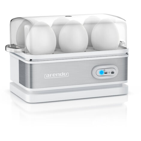 Arendo Eierkocher 6-fach, 400 W, Edelstahl, Warmhaltefunktion, Härtegrad einstellbar, für 6 Eier, weiß (1/5)