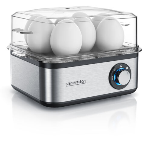 Arendo Eierkocher 8-fach, 500 W, Edelstahl, Härtegrad einstellbar, für 8 Eier, silber/schwarz (1/5)