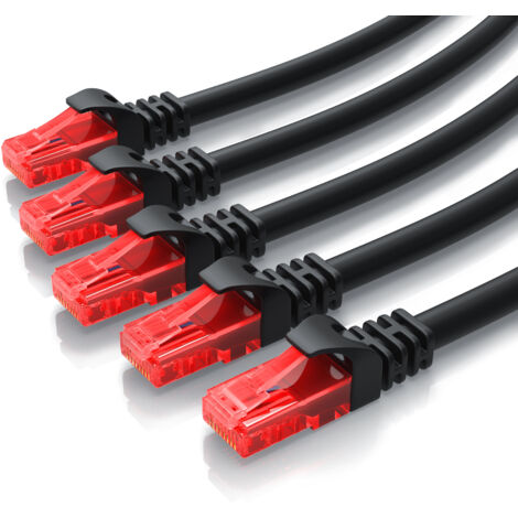 CSL 5x Cat 6 Gigabit Ethernet LAN Kabel - mehrfach geschirmt - UTP Gigabit - 1000 Mbit/s - Patchkabel - Netzwerkkabel - 0,25m