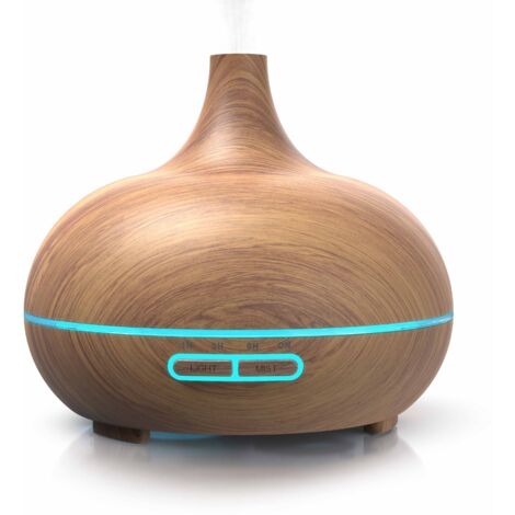 Arendo Aroma Diffuser, Luftbefeuchter, Vernebler in Holz Optik, Diffusor mit 7 Farben LED, Timer Funktion, 300ml, Hellbraun (1/5)