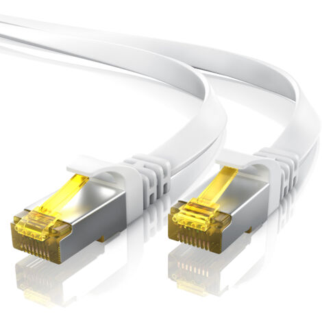 Primewire LAN-Kabel CAT.7, RJ-45 (Ethernet), CAT 7 Flachband U/FTP Gigabit Netzwerkkabel 10 Gbit/s Patchkabel - 0,5m