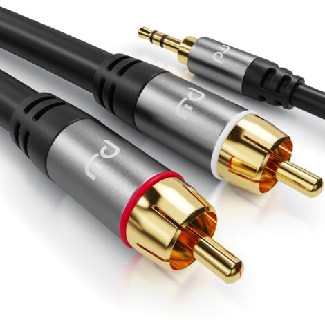 Primewire Cinch zu 3,5-mm-Klinke Audio-Kabel, RCA, AUX, Stereo HiFi Audio-Adapter mehrfach geschirmt - 1m