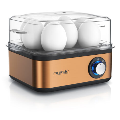 Arendo Eierkocher 8-fach, 500 W, Edelstahl, Warmhaltefunktion, Härtegrad einstellbar, für 8 +Eier, Kupfer (1/5)