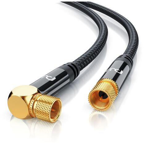 Primewire HDTV Satellitenkabel gewinkelt mit Braiding - 135Db - 75 Ohm - Stoffummantelung - 7,5 m