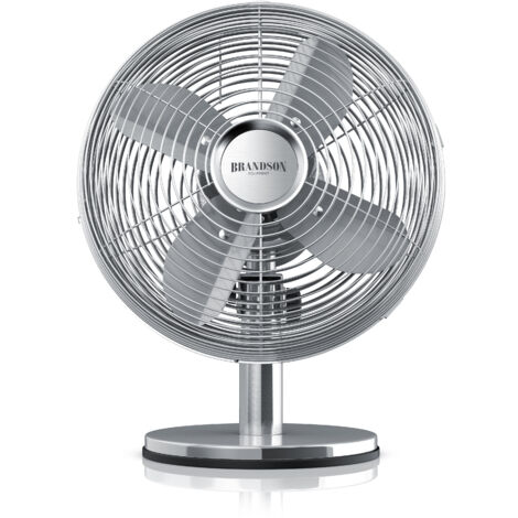 Brandson 30W Tischventilator Retro Style, Ventilator, Oszillation 80°, Neigungswinkel ca. 40°, 3 Geschwindigkeiten, Chrome Line