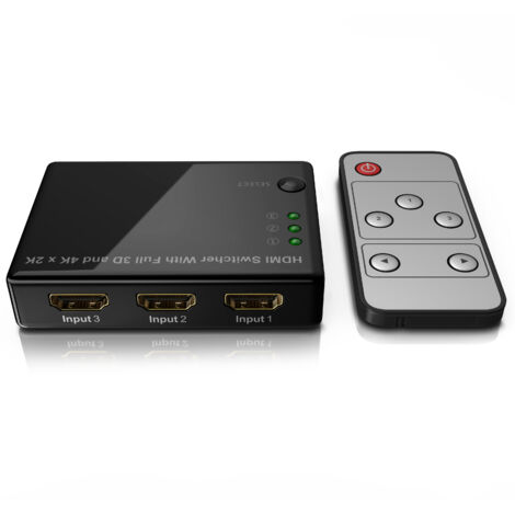 Primewire Audio / Video Matrix-Switch, 3-Port UHD HDMI Switch / Verteiler inkl. Fernbedienung, 4K, 3D, CEC (1/5)