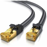 Primewire Flachbandpatchkabel CAT 7 mit Baumwollummantelung - Gigabit Ethernet LAN Kabel - 10 Gbit/s - U/FTP PIMF Schirmung - Netzwerkkabel - 25m