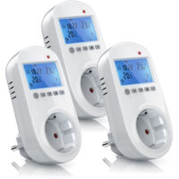 BEARWARE 3x Steckdosen Thermostat für Heiz & Klimageräte Individuell programmierbar / LCD-Display