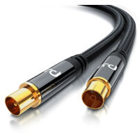 Primewire HDTV Antennenkabel mit Braiding - 2-fach Schirmung - Stoffummantelung - 75 Ohm / 135 dB - 1 m