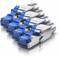 Primewire 4x Netzwerk-Adapter RJ-45 (Ethernet) zu Netzwerkkabel, Netzwerkstecker RJ45 CAT 8 - Gigabit Ethernet LAN Kabel - 40 Gbit/s, silber