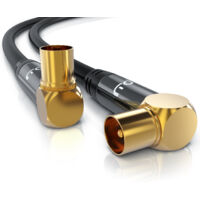 Primewire Antennenkabel 90° gewinkelt, Koax, TV-Kabel, RF, IEC, HDTV, 4-fach Schirmung, 75 Ohm, 120dB - 1m