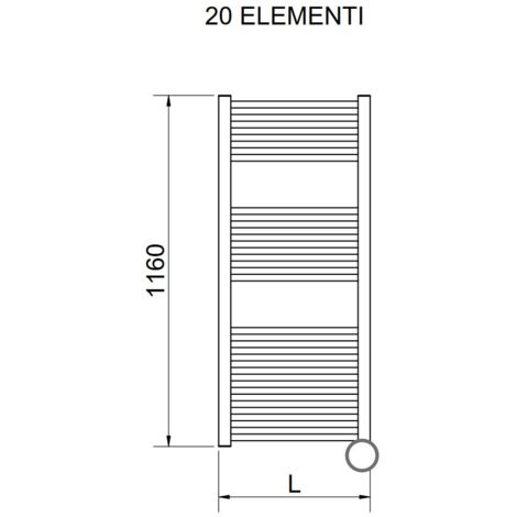 Radiatore bagno scaldasalviette Lisa 22 1200/450 int. 400 mm elettrico con termostato ECO 9016 3581646100063 (1/3)