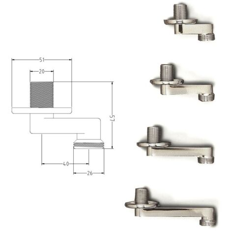 Distanziatore 1/2" x 3/4" cromato - Spostamento mm.40 636800OC1/2X4