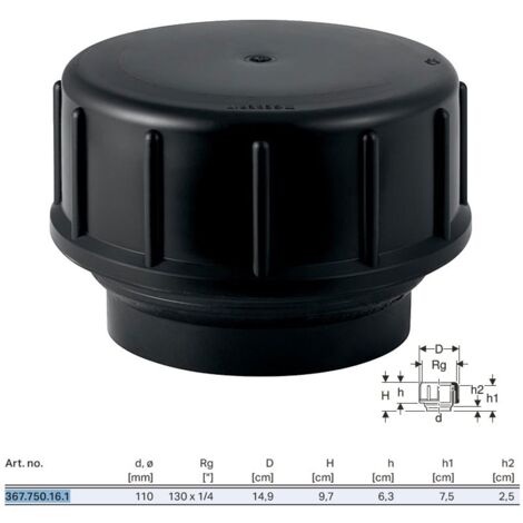 Raccordo filettato Geberit PE con tappo di chiusura ø110 mm 367.750.16.1 (1/4)