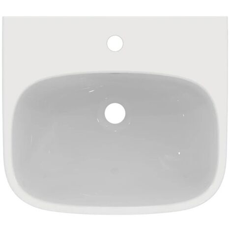 Ideal Standard I.LIFE A lavabo sospeso o da appoggio L.50 cm, monoforo, con troppopieno, colore bianco finitura lucido T451301